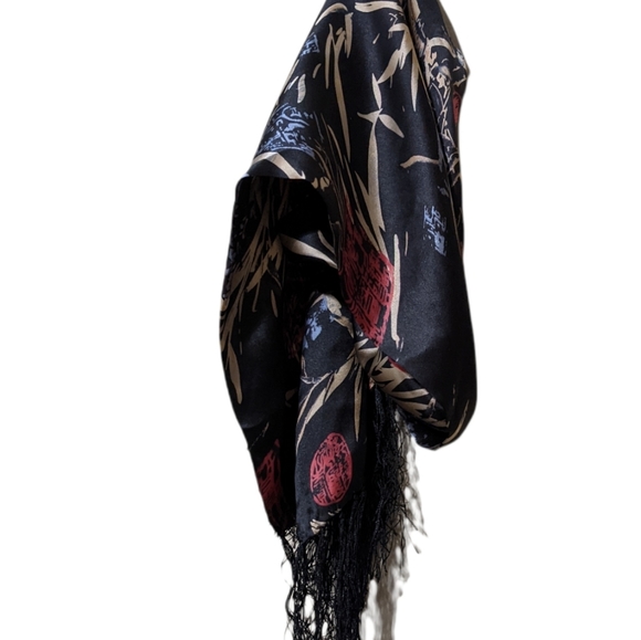 Silk Scarf Floral Long Fashion With Fringes - Picture 6 of 9